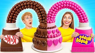 Preta VS Rosa Desafio De Decoração De Bolos | Desafios Engraçados de Comida por Mega DO Challenge