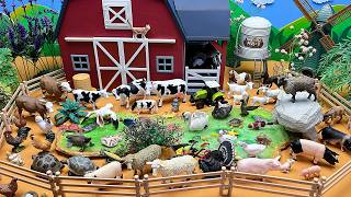 Farm Diorama With Giant Animal Barn - cow chicken goat horse pig 