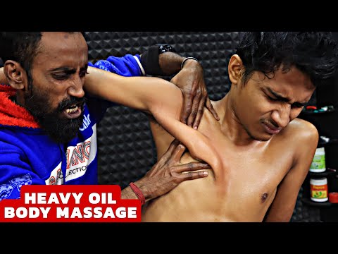 He Received Thai Massage | Heavy Oil Head Massage & Body Massage | Neck Crack | Spine Cracking ASMR