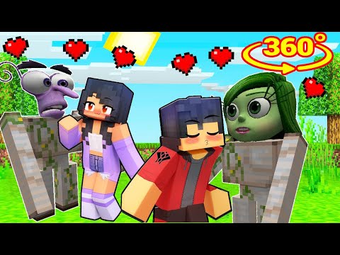 APHMAU and AARON in LOVE WITH INSIDE OUT 2 GOLEMS in Minecraft 360°