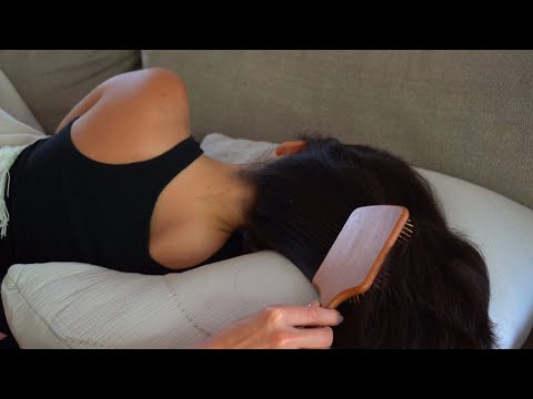 ASMR Fall Asleep Instantly - Tingly Hair Play and Back Scratch w/ Long Natural Nails (Whisper)