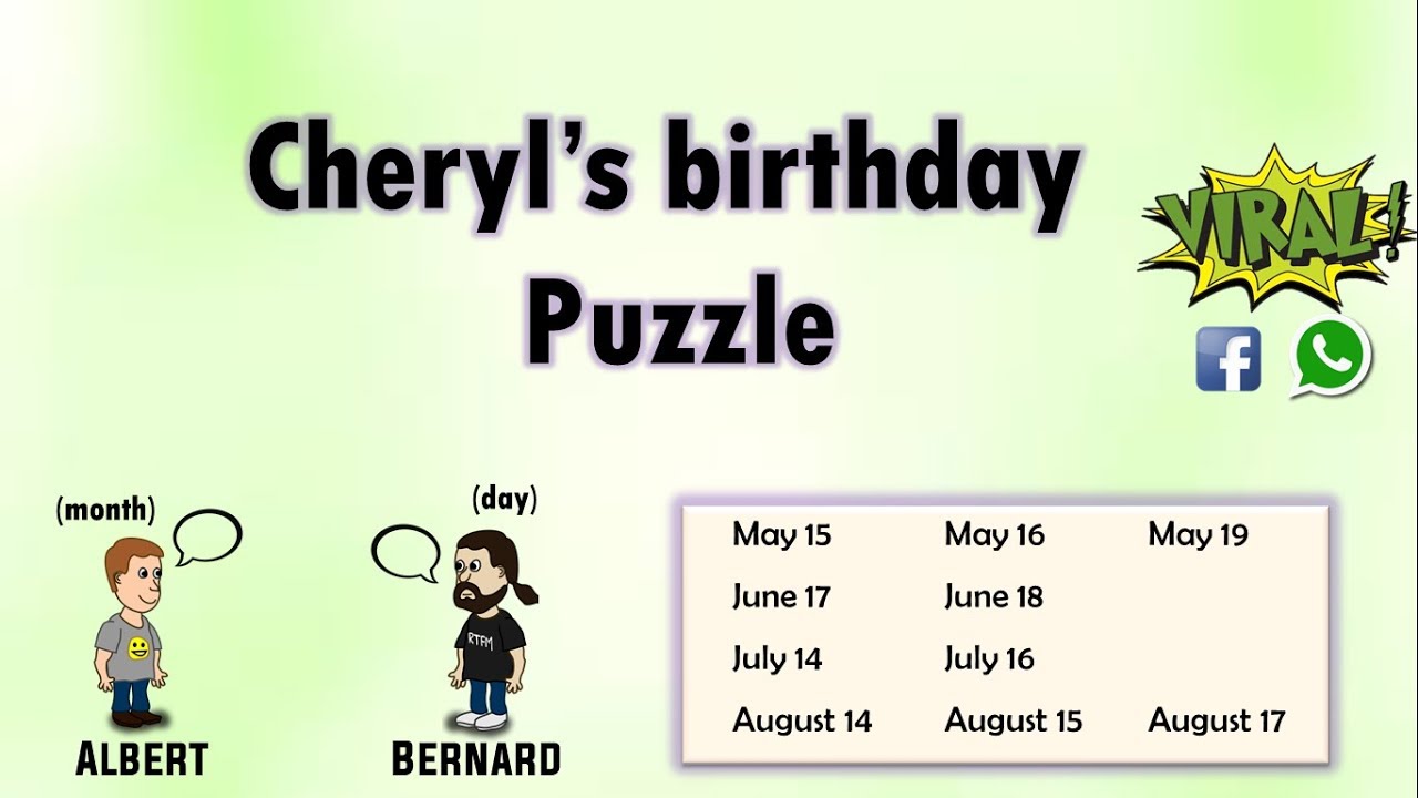 Cheryl's Birthday Puzzle Brilliant Viral Puzzle on Facebook and WhatsApp