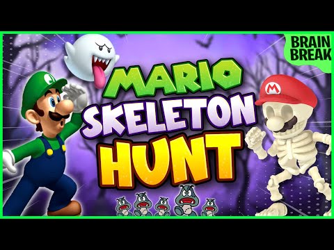 Mario Skeleton Hunt! | Halloween Brain Break | Mario Freeze Dance | Just Dance | GoNoodle