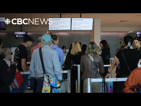 YouTube video thumbnail: Travellers React as Air Canada Strike Continues