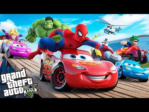 GTAV SPIDER - MAN 2 🏍️, FIVE NIGHTS AT FREDDY'S, POPPY PLAYTIME 3 Join in Epic New Stunt Racing🎢🪂💫