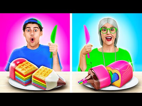 NEW 123 GO! Me vs Grandma Cooking Challenge! Amazing Plates for Hungry Kids