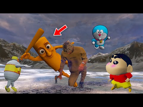 GTA V: Franklin & Shinchan Trapped! Tung Tung Shaur Creates Deadly Ice Mountains Epic Fight