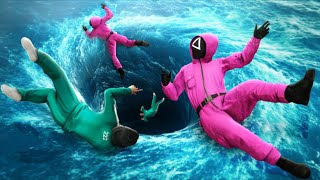 GTA 5 Squid Game Team Crazy Jumps into Whirlpool and Fails!