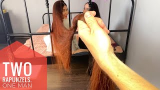 Two Rapunzels. One man. One unforgettable scene (SELLFY & PATREON PREVIEW) #hair #longhair