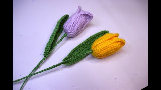टुलिप फूल क्रोशिया से | Easy Tulip Flower Crochet For Beginners