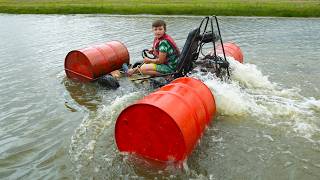 Driving Go Kart Across Lake