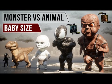 Monster vs Animal Baby Size Comparison (3D Animation) | Real vs Fictional Size