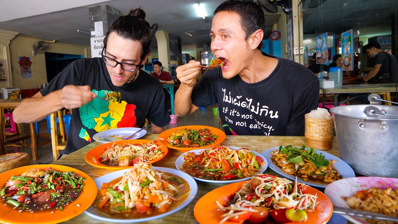 Spicy Street Food - WE ARE CRYING! Papaya Salad + Beef Hot Pot! Khon Kaen, Thailand