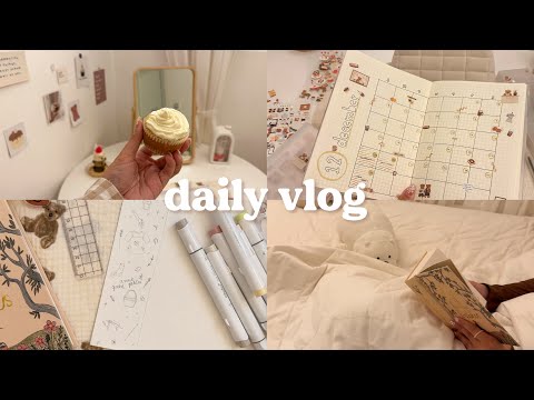 vlog 🧁 baking vanilla cupcakes, updating my notion, making a bookmark, setting up my journal ♡