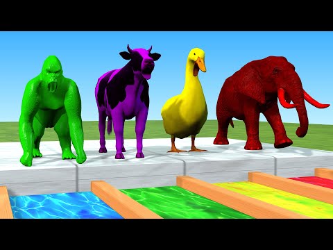 Paint Animals Elephant Cow Gorilla Goose. Animal Game for kids