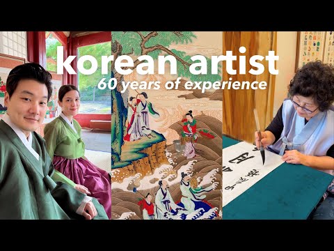 traditional korean art MASTER 🇰🇷 painting, calligraphy & wearing hanbok in a seoul palace