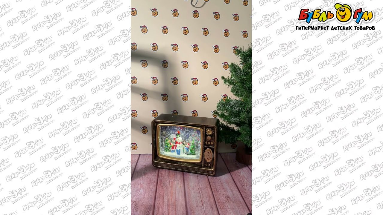 Фонарь светодиодный Телевизор со снеговиком 21х25см - видео Фонарь светодиодный Телевизор со снеговиком 21х25см - видео