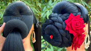 Beautiful Rose Bun Hairstyle For Indian Wedding | Easy Hairstyle |