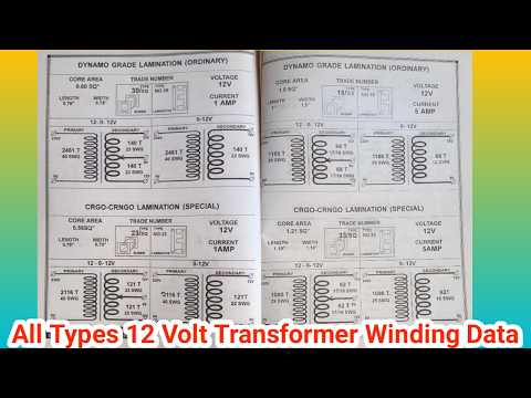 All Types 12 Volt Transformer Winding Data // 12-0-12 Volt and 0-12 Volt Transformer Winding Data