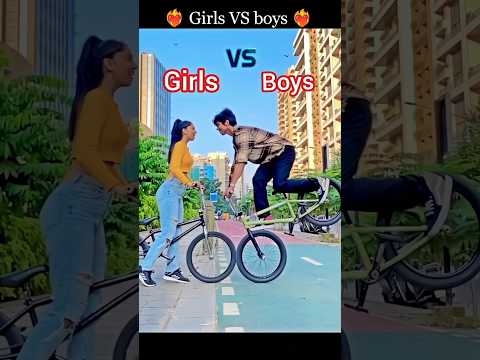 Girls VS BOYS 🇮🇳 cycle stunt [1] competition #cycle #stunt #short