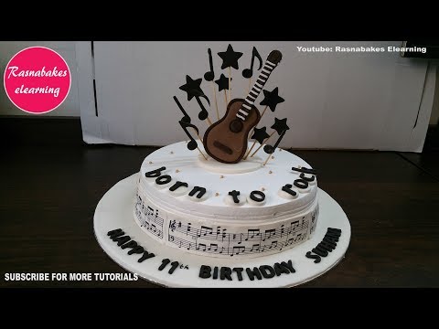 guitar music theme birthday cakes for girl boy design...