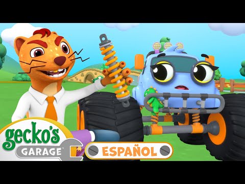 Al camión monstruo le gusta saltar 🦘 | 🐸 Garaje de Gecko | Carros para niños | Vídeos educativos