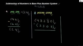 Subtraction of Numbers in Base Five System