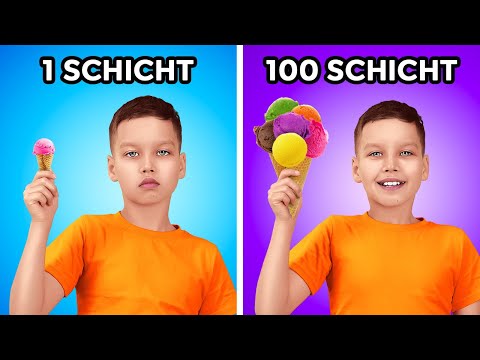 100 SCHICHTEN SPEISEN🏆 Riesige Burger, Donuts und mehr! Der köstlichste Wettbewerb von 123 GO! FOOD