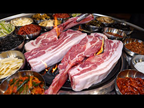 30일 숙성 육즙폭탄 뼈삼겹살?! 720시간 드라이 에이징 돼지고기 특수부위 Best dry aged pork bbq - Korean street food