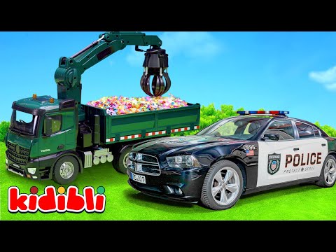 Camion-Benne en Feu 🔥 Les Pompiers et Policiers à la Rescousse | Jouets pour Enfants | Kidibli