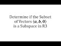 Understanding Subspaces in R3