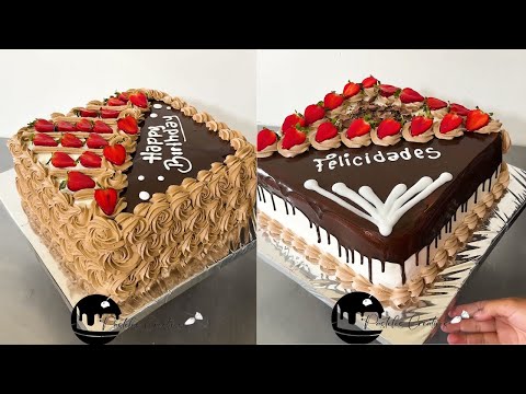 tutorial para decorar tortas cuadrado con ganache de chocolate