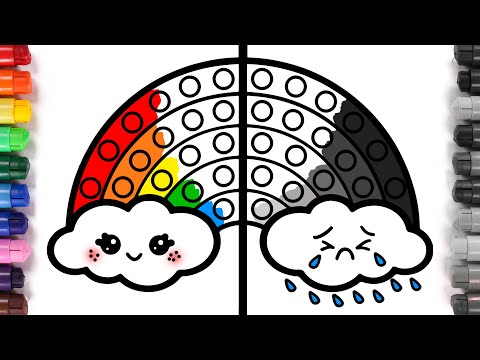 Colorea un ARCOIRIS Pop It feliz vs triste 😀🌈😢 Dibujos para niños