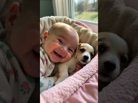 Good Morning with Sweetness #shorts #adorable #babyandpuppy #goodmorning  #aigenerated
