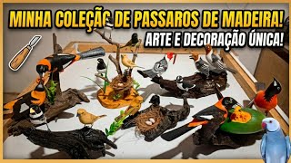 Decoração pássaros de madeira 