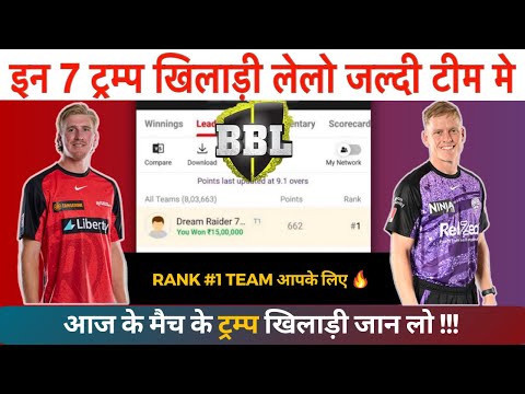 REN vs HUR Dream11 Prediction,Melbourne Renegades vs Hobart Hurricane Dream11 Team,BBL 2024-25