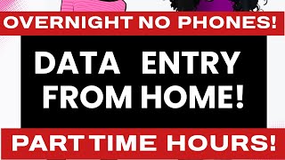 Overnight No Phones Part Time Data Entry Remote Job | Work From Home Job WFH Job