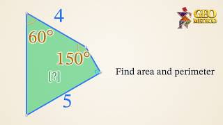 Can you find Area and Perimeter of the Green shaded Quadrilateral? | GeoMethod