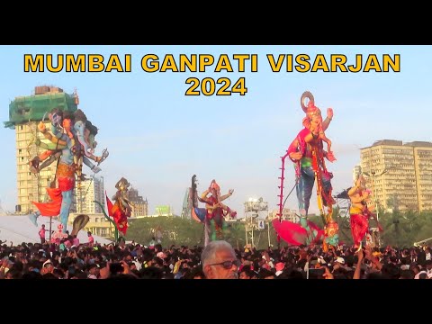 Mumbai Ganpati Visarjan 2024 At Girgaon Chowpatty | Mumbai Ganesh Visarjan 2024 | गणपती विसर्जन २०२४