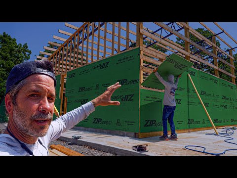 Solo DIY Zip System Install on Pole Barn House / Not So TINY HOUSE
