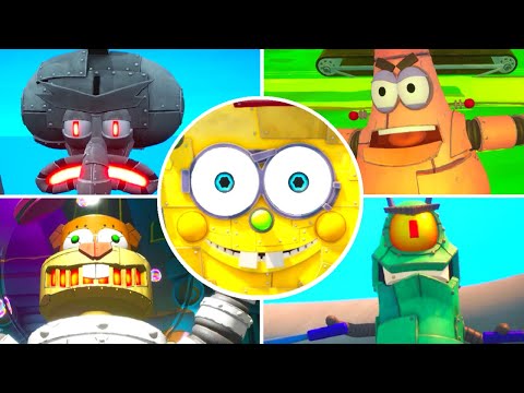 SpongeBob Battle for Bikini Bottom Rehydrated - All Robot Bosses + World Bosses