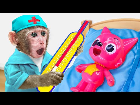 KiKi Monkey unboxing Pinkfong Doctor Toys Playset to Take Care of Baby Got Sick | KUDO ANIMAL KIKI