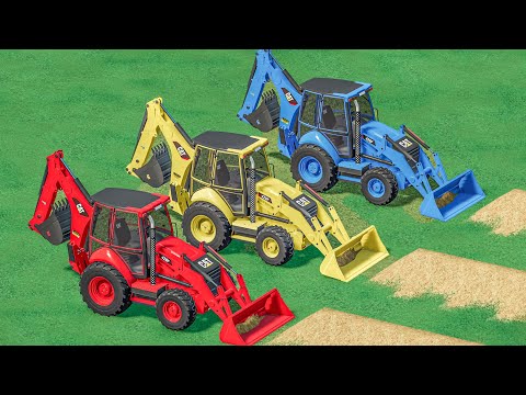 LOADER OF COLORS - LOAD WORK with CAT BACKHOE LOADERS with TRUCKS - FS22