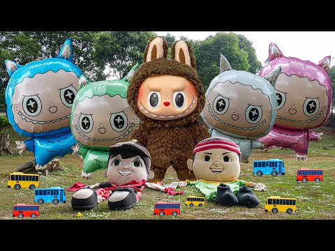 MENCARI BALON LABUBU DAN MAINAN BUS TAYO!! KOSTUM BADUT BOBOIBOY DAN GOPAL DI CURI