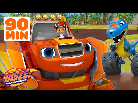 Robot Blaze Rescues BABY Animals & More Missions! 🦖 | 90 Minutes | Blaze and the Monster Machines
