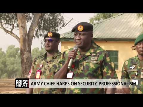 YouTube video thumbnail: Army Chief Harps on Security, Professionalism