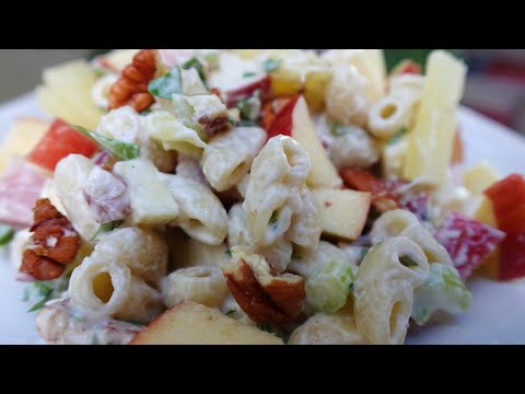 Receta clásica de ENSALADA NAVIDEÑA de coditos con manzana