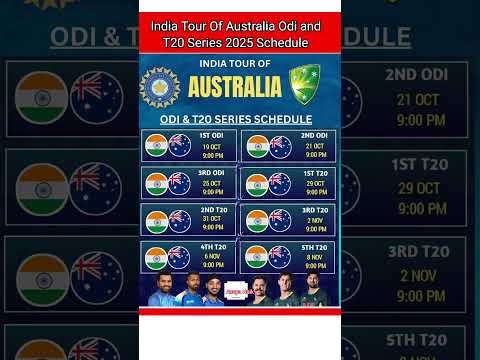 India Tour Of Australia Odi and T20 Series 2025 Schedule #asiacup2025 #asiacup #cricket