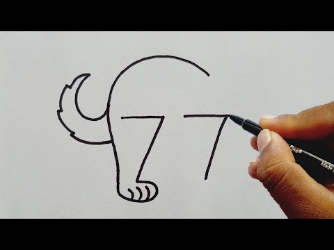 Angry Rabbit Drawing Easy From Number 77 l Sofia Ka l Rabbit Drawing Ideas l Number Drawing