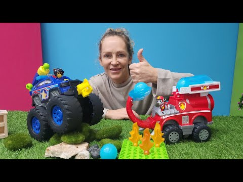 Neue Paw Patrol Spielzeugautos - Chase und Marshall absolvieren ein Training - Spielspaß mit Nicole